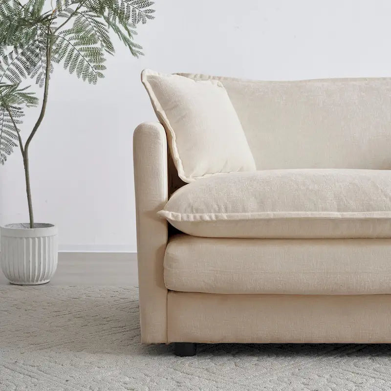 Modern Accent Chair with Ottoman Upholstered Armchair