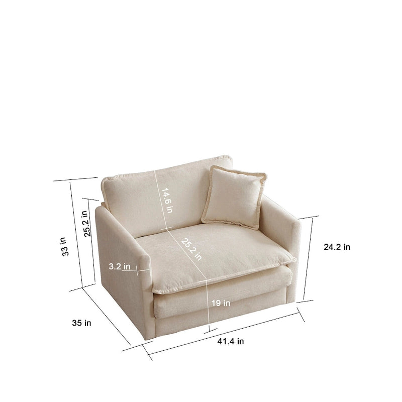 Modern Accent Chair with Ottoman Upholstered Armchair