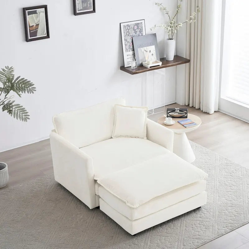 Modern Accent Chair with Ottoman Upholstered Armchair