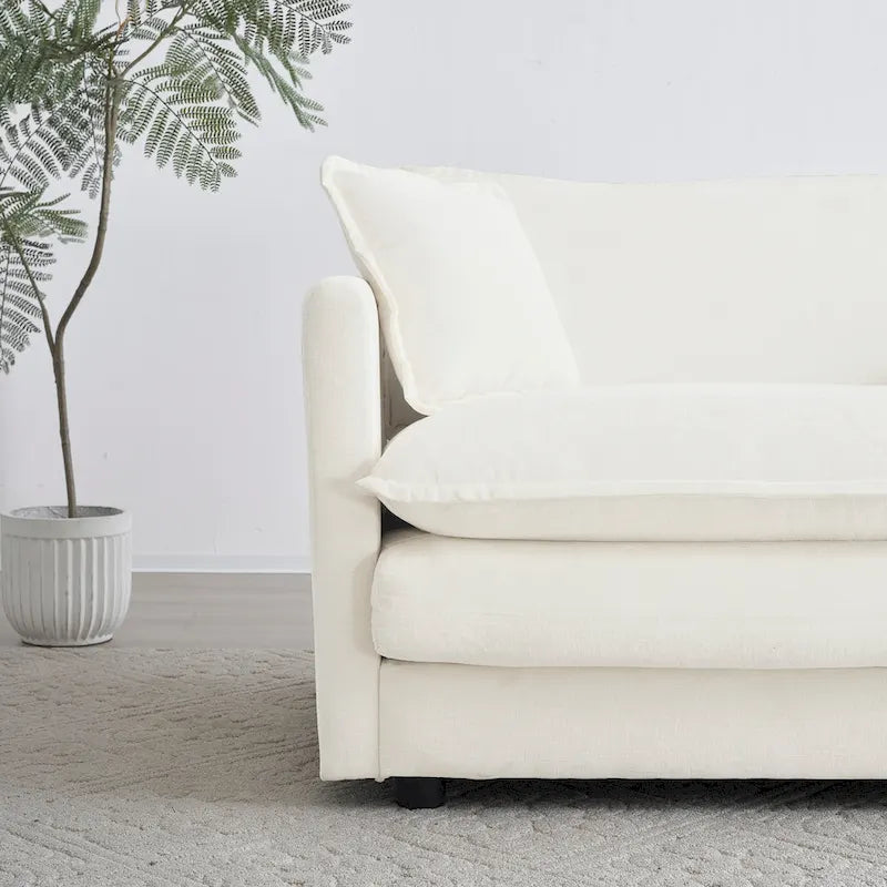 Modern Accent Chair with Ottoman Upholstered Armchair