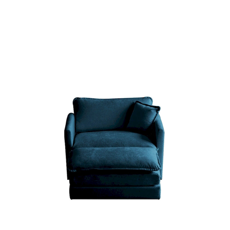 Modern Accent Chair with Ottoman Upholstered Armchair
