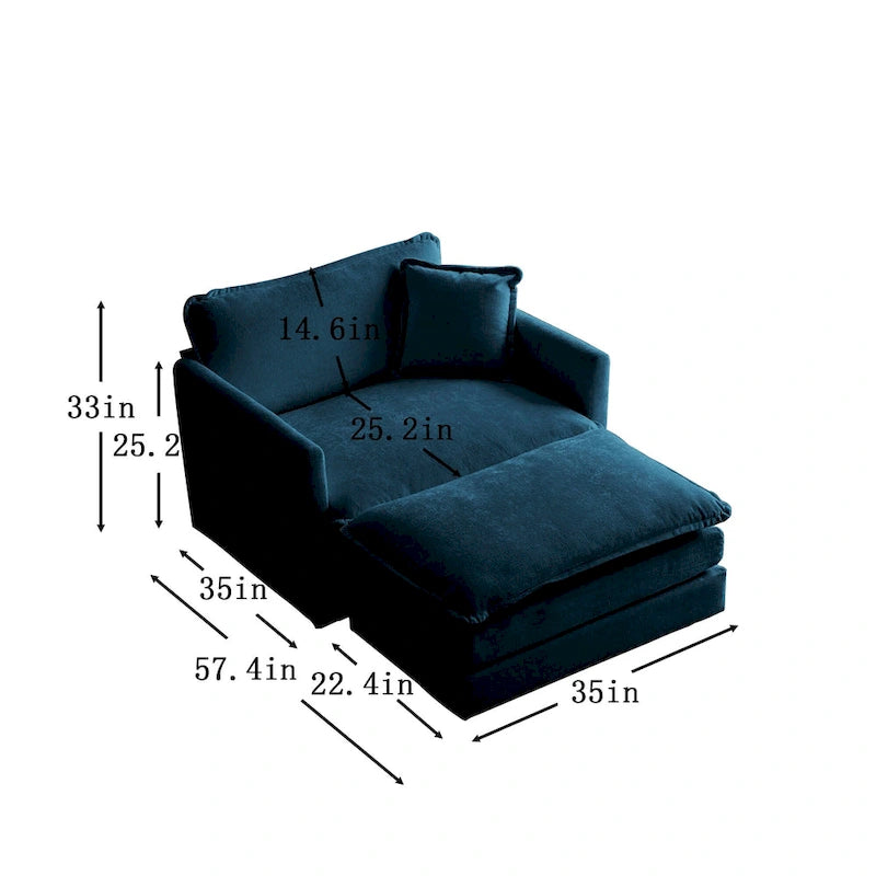 Modern Accent Chair with Ottoman Upholstered Armchair