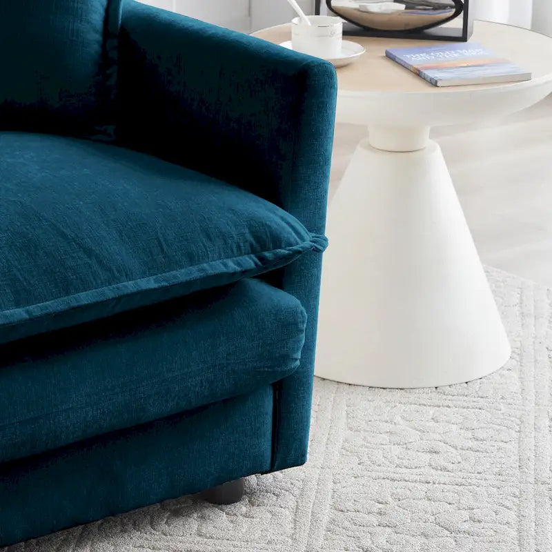 Modern Accent Chair with Ottoman Upholstered Armchair