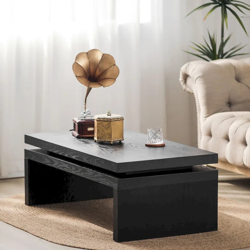 Modern Coffee Table, Wooden Coffee Table, Rectangle Cocktail Tea Table for Living Room, 47.6 L* 23.6 W * 16.3 H