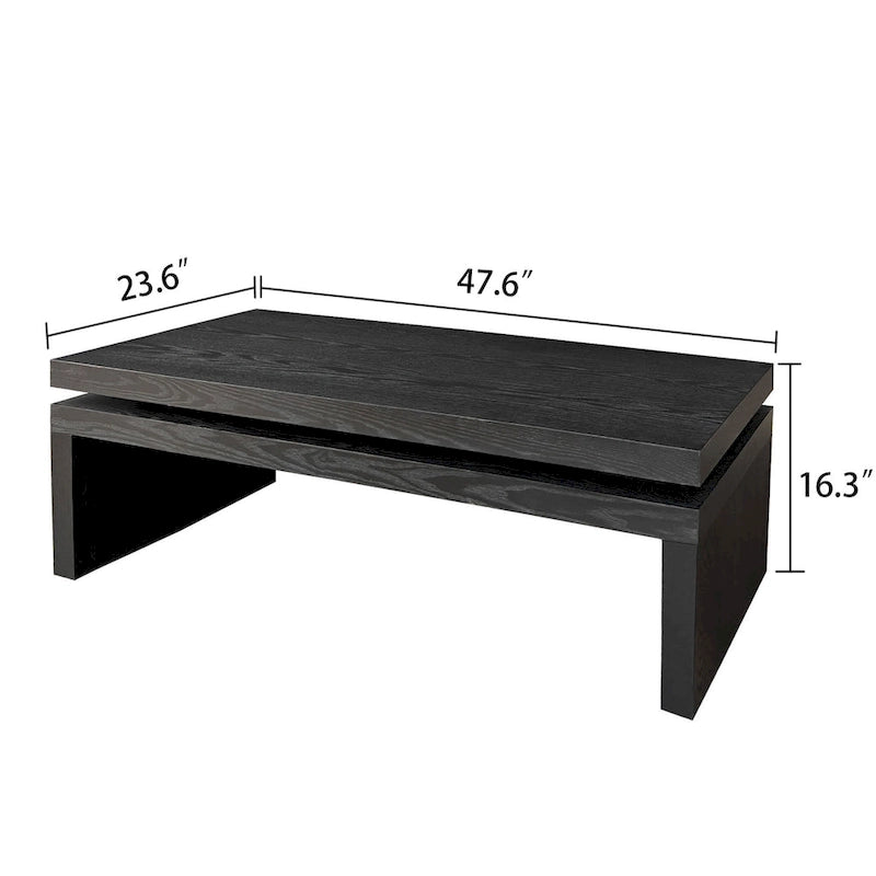 Modern Coffee Table, Wooden Coffee Table, Rectangle Cocktail Tea Table for Living Room, 47.6 L* 23.6 W * 16.3 H