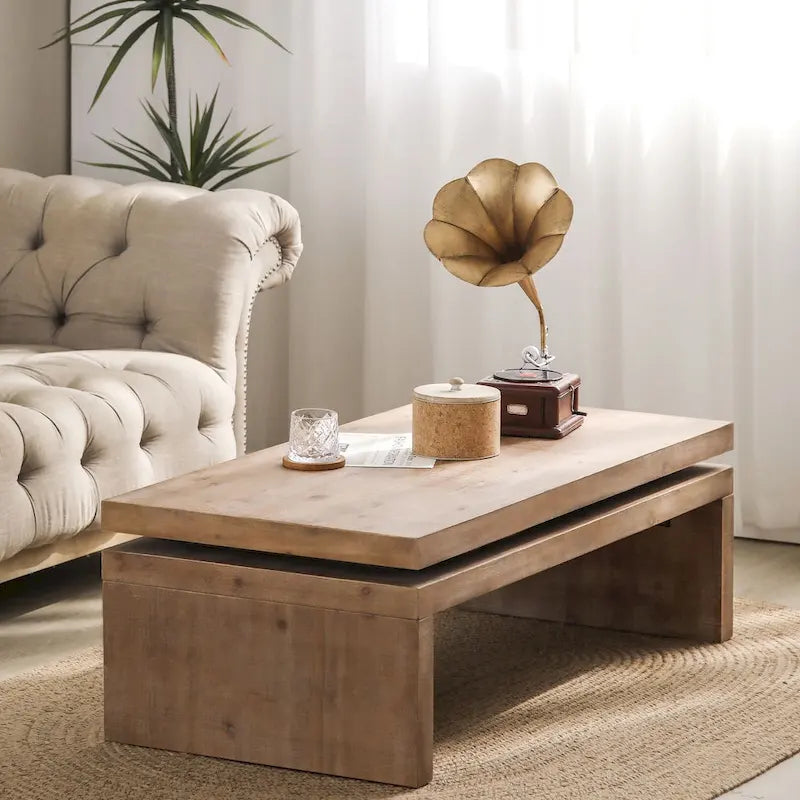 Modern Coffee Table, Wooden Coffee Table, Rectangle Cocktail Tea Table for Living Room, 47.6 L* 23.6 W * 16.3 H