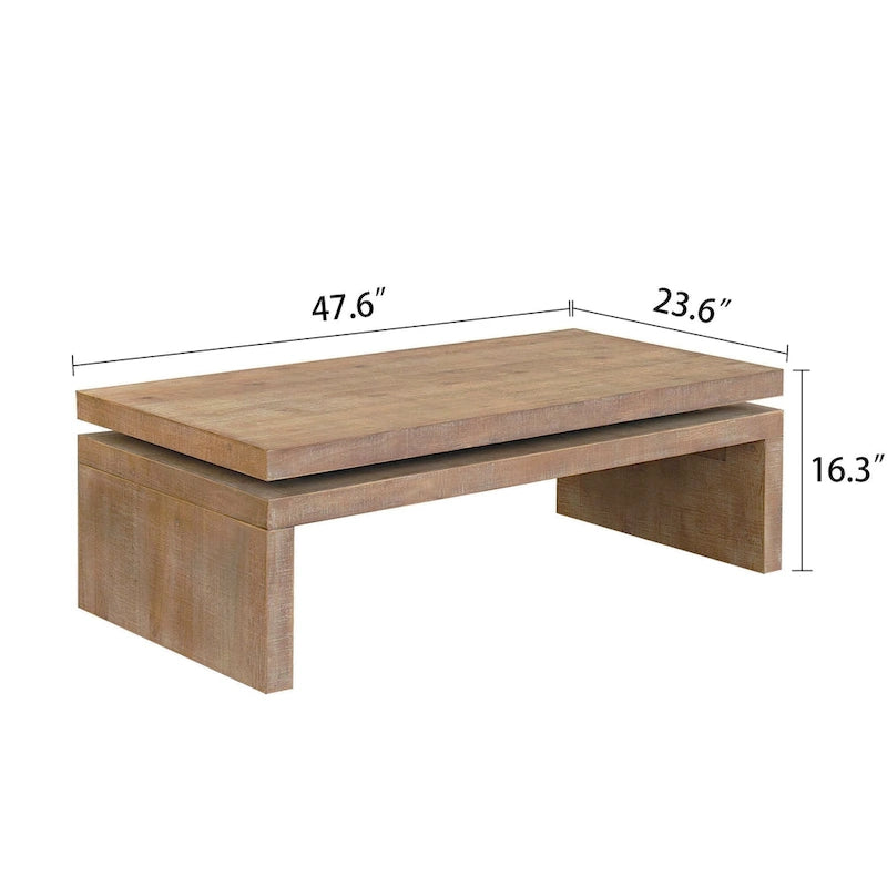 Modern Coffee Table, Wooden Coffee Table, Rectangle Cocktail Tea Table for Living Room, 47.6 L* 23.6 W * 16.3 H