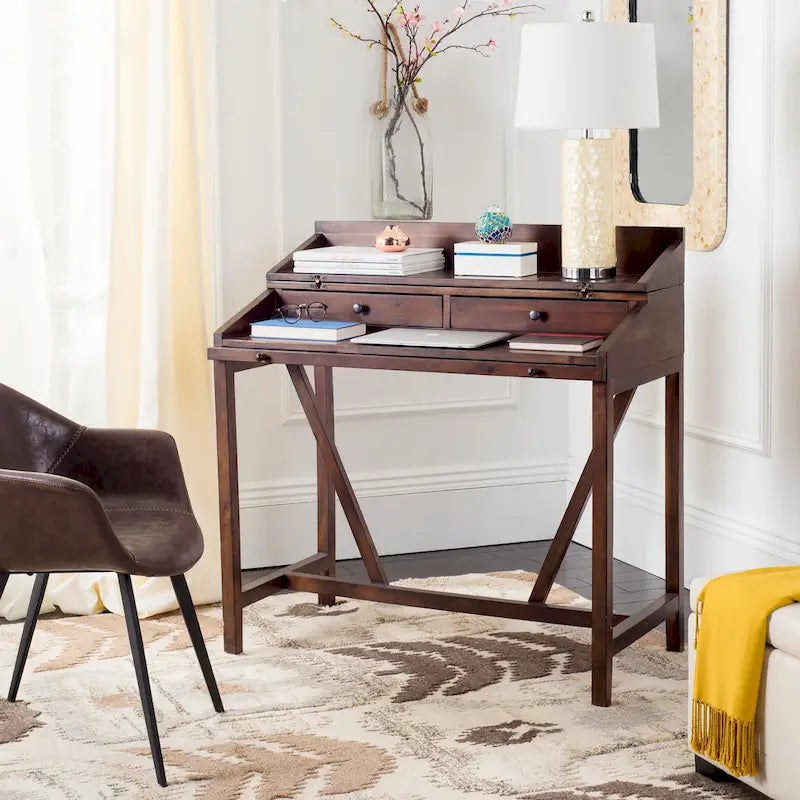 SAFAVIEH Kathryne Dark Walnut Writing Desk