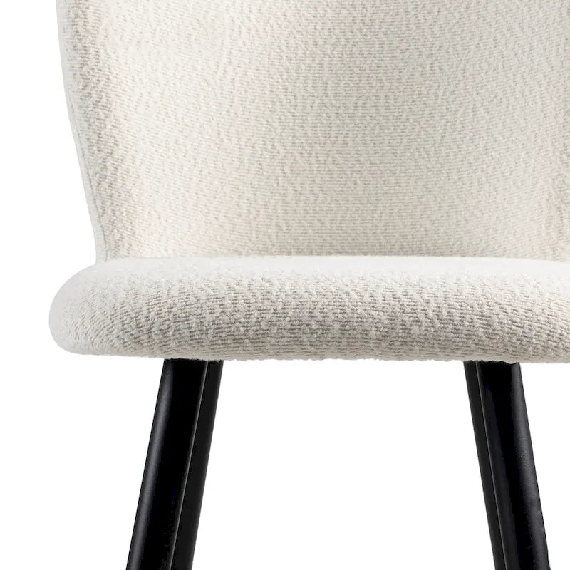 Modern Barstool, White Seat with Black Metal Legs and Gold-Tipped Ends, Contemporary Bar Chair, White