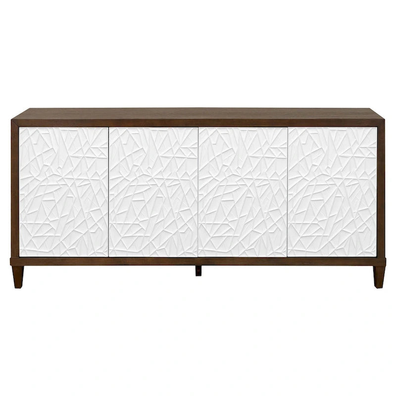 Modern Wood 40 Console with with doors, TV Stand, Accent Cabinet, Entryway Console, Fully Assembled, Brown