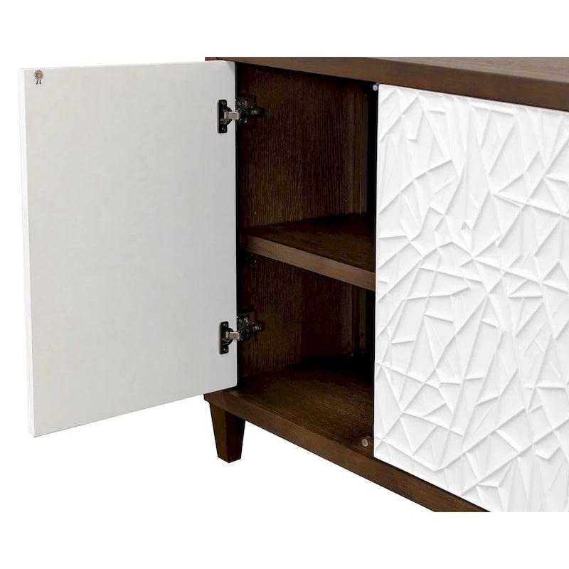 Modern Wood 40 Console with with doors, TV Stand, Accent Cabinet, Entryway Console, Fully Assembled, Brown