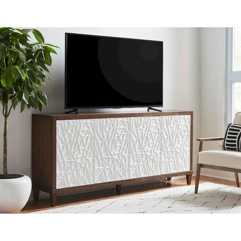 Modern Wood 40 Console with with doors, TV Stand, Accent Cabinet, Entryway Console, Fully Assembled, Brown