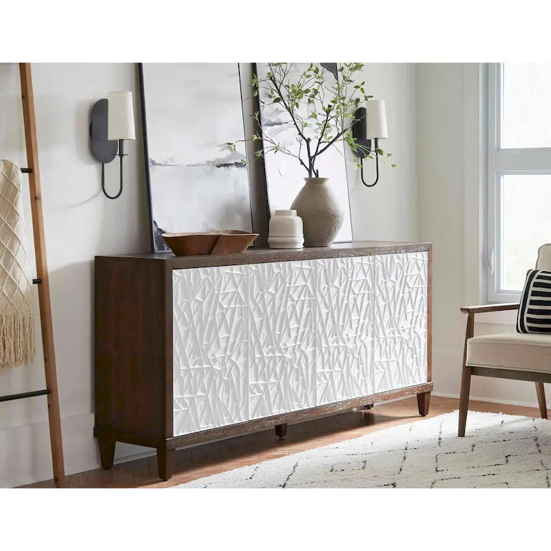Modern Wood 40 Console with with doors, TV Stand, Accent Cabinet, Entryway Console, Fully Assembled, Brown