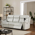 Etty Transitional Light Grey Faux Leather Power Recliner Sofa with USBs and Tray by Furniture of America