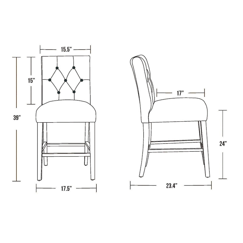 Classic Button Tufted Counter Stool Black Finished Legs