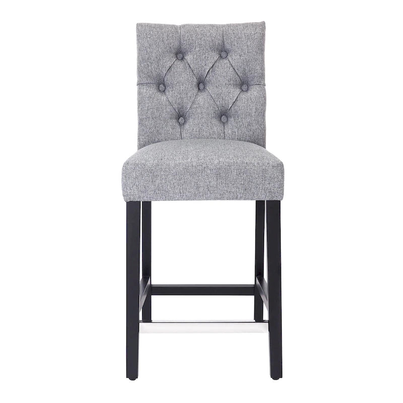 Classic Button Tufted Counter Stool Black Finished Legs