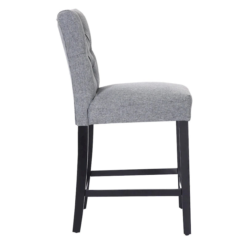 Classic Button Tufted Counter Stool Black Finished Legs