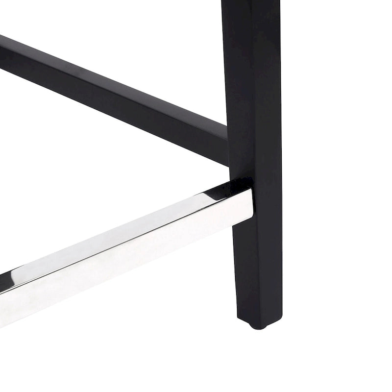 Classic Button Tufted Counter Stool Black Finished Legs