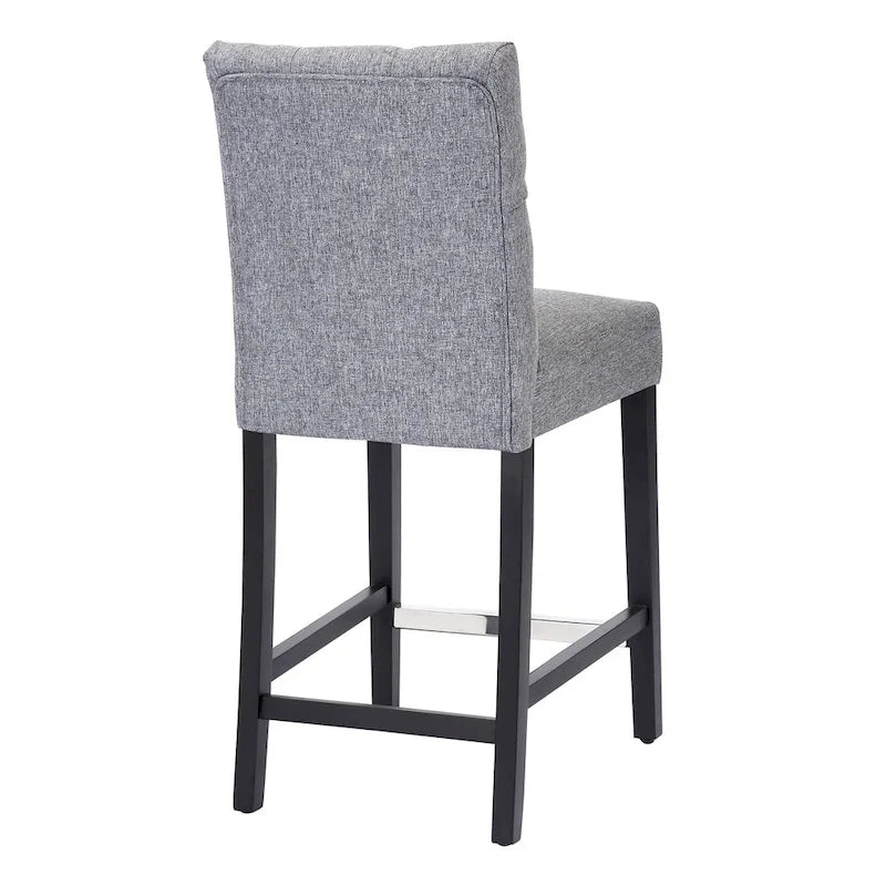 Classic Button Tufted Counter Stool Black Finished Legs