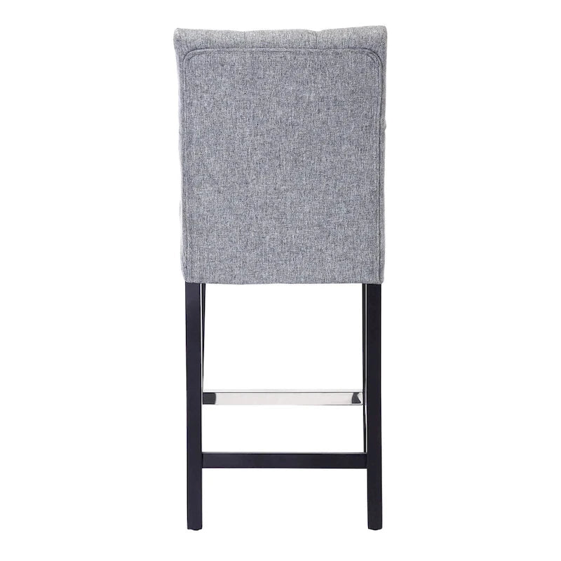 Classic Button Tufted Counter Stool Black Finished Legs