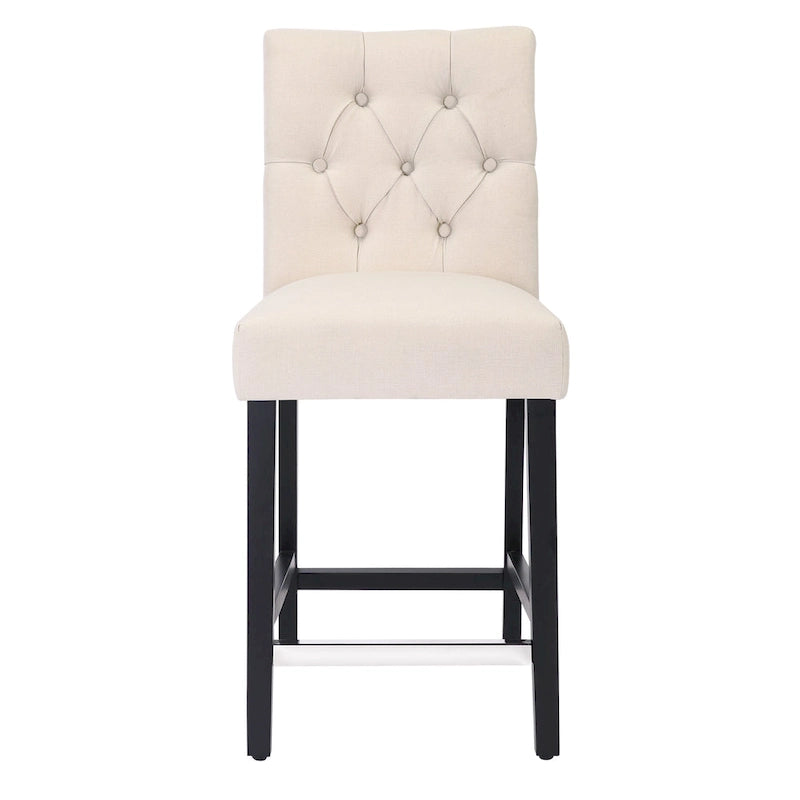 Classic Button Tufted Counter Stool Black Finished Legs