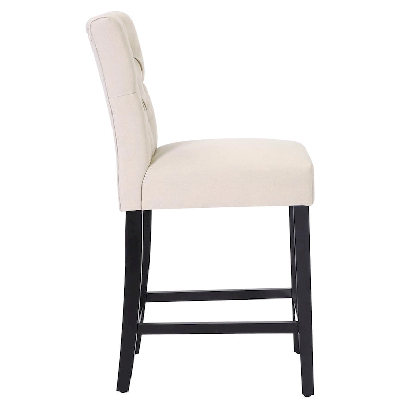 Classic Button Tufted Counter Stool Black Finished Legs