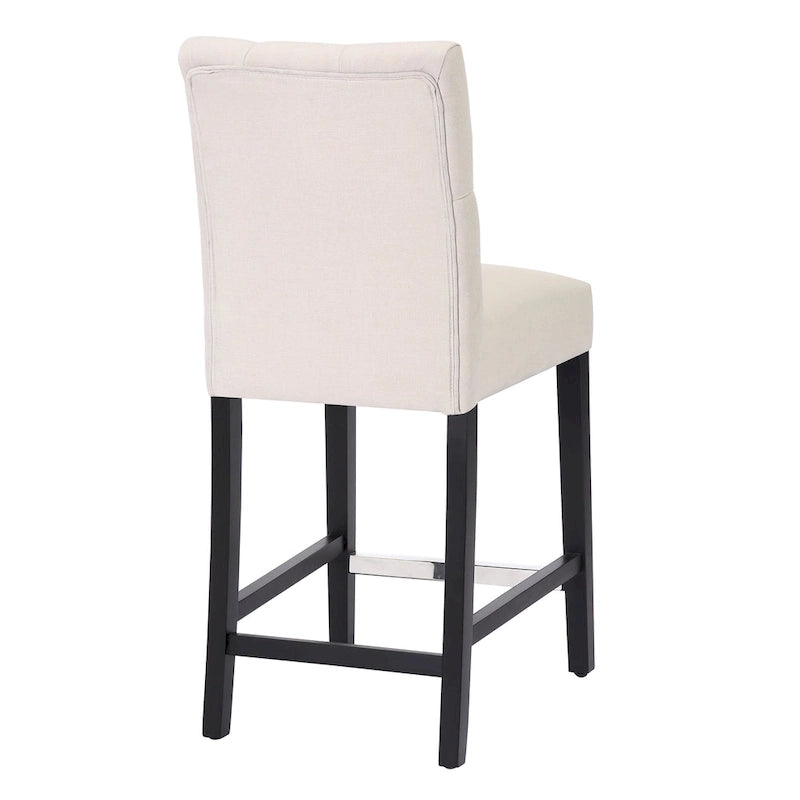 Classic Button Tufted Counter Stool Black Finished Legs