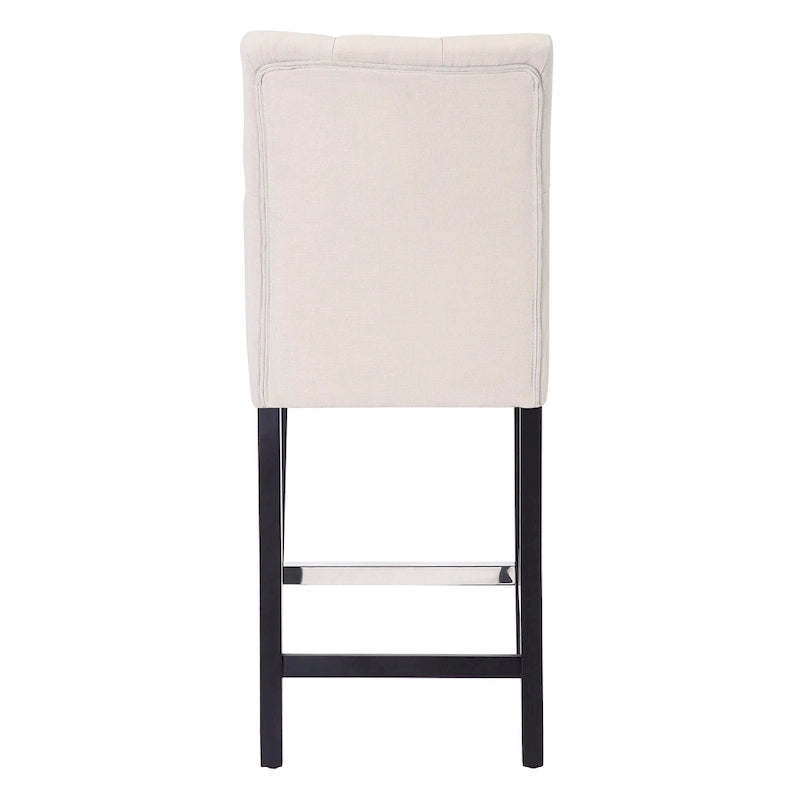 Classic Button Tufted Counter Stool Black Finished Legs