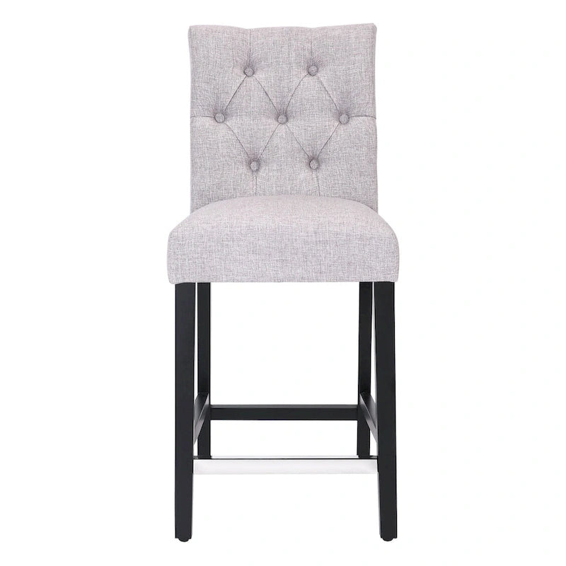 Classic Button Tufted Counter Stool Black Finished Legs