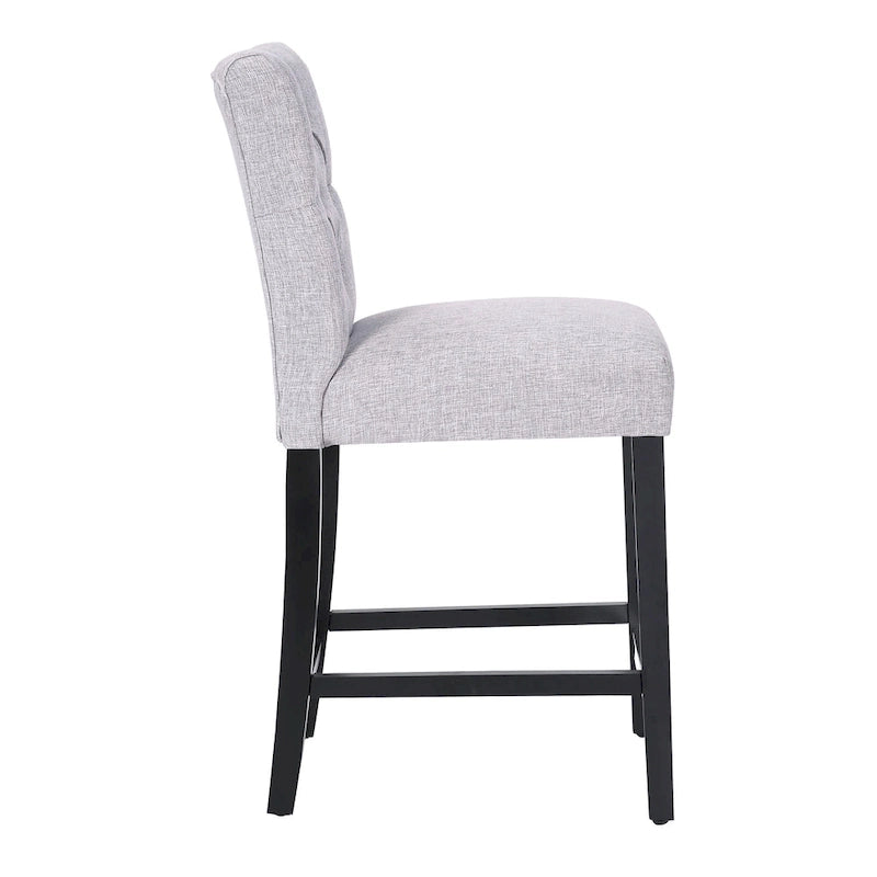 Classic Button Tufted Counter Stool Black Finished Legs