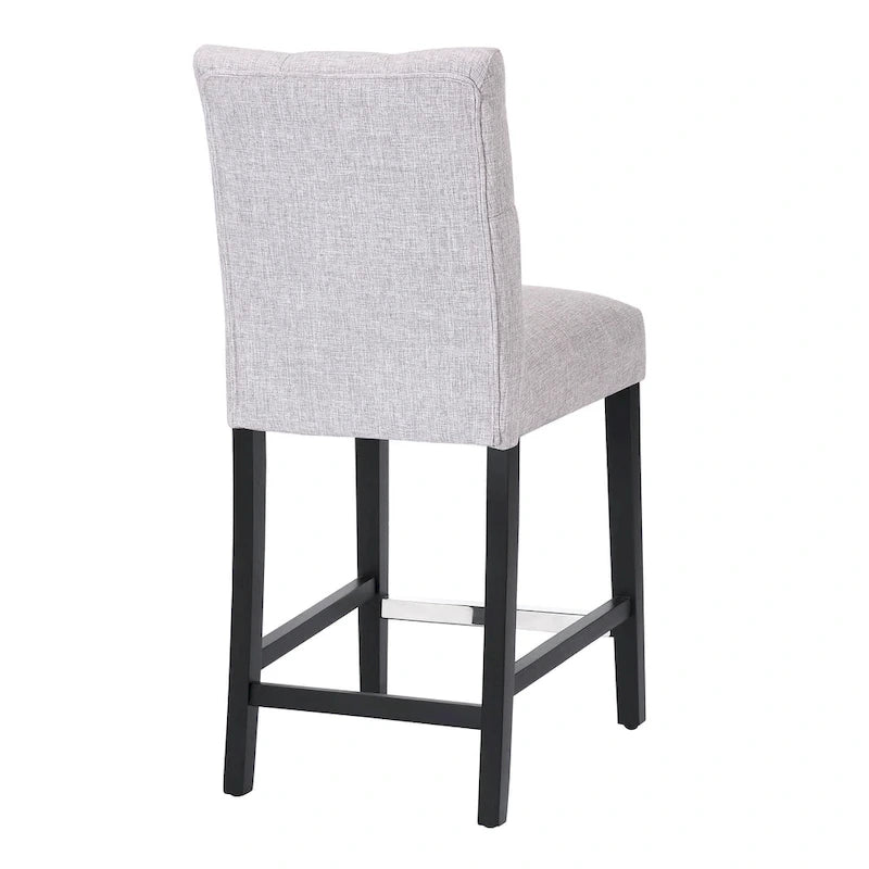 Classic Button Tufted Counter Stool Black Finished Legs