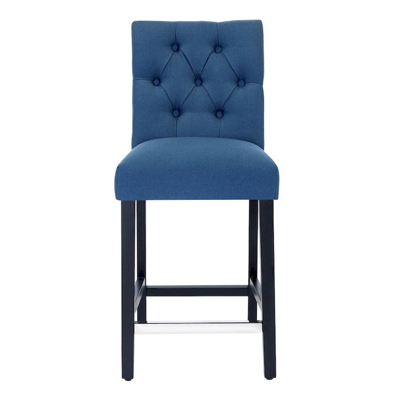 Classic Button Tufted Counter Stool Black Finished Legs