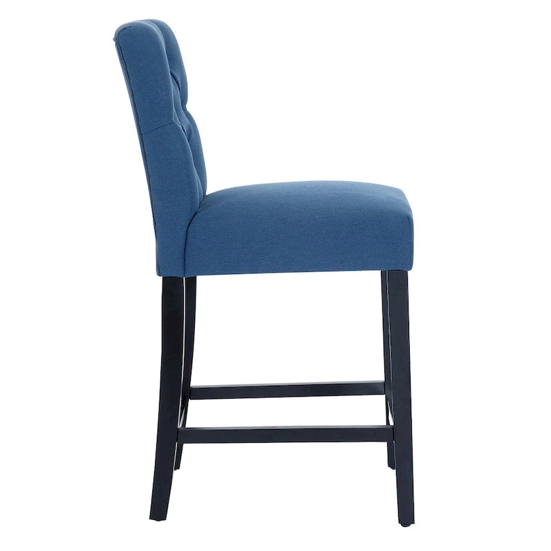Classic Button Tufted Counter Stool Black Finished Legs