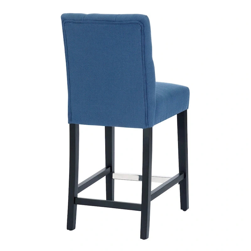Classic Button Tufted Counter Stool Black Finished Legs