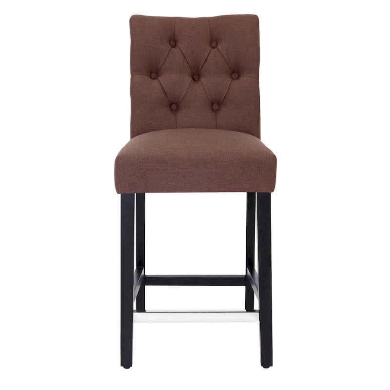 Classic Button Tufted Counter Stool Black Finished Legs