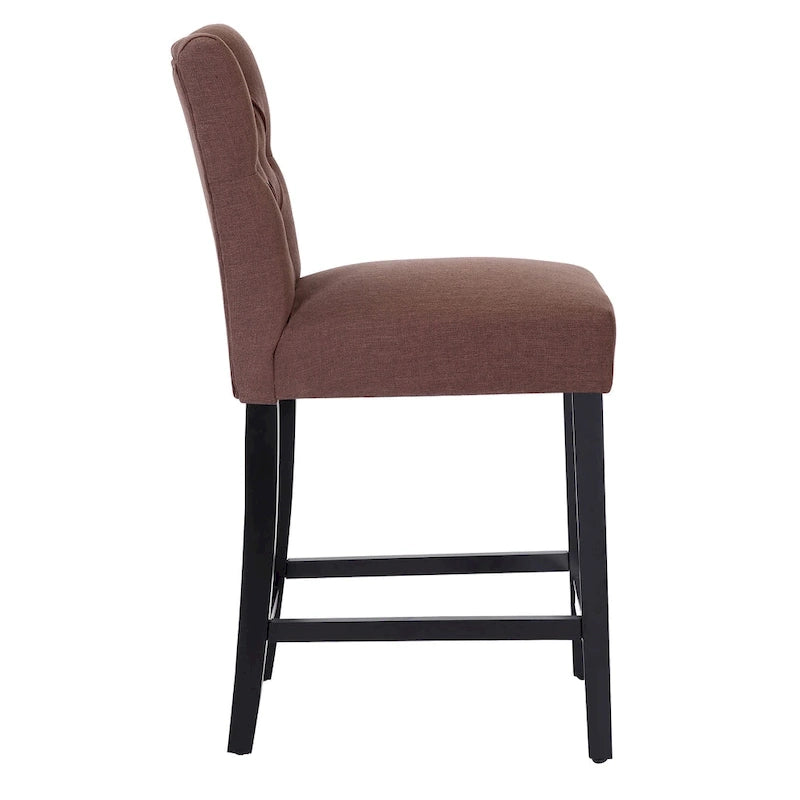 Classic Button Tufted Counter Stool Black Finished Legs