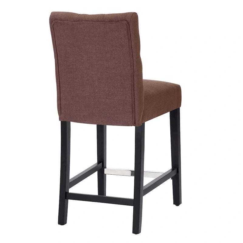 Classic Button Tufted Counter Stool Black Finished Legs