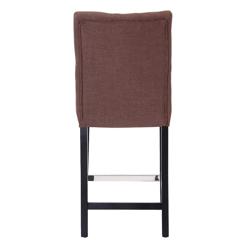 Classic Button Tufted Counter Stool Black Finished Legs