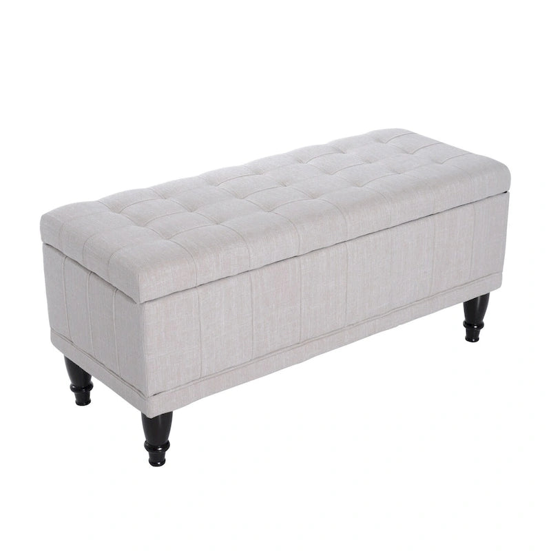 Fabric Tufted Storage Ottoman Bench