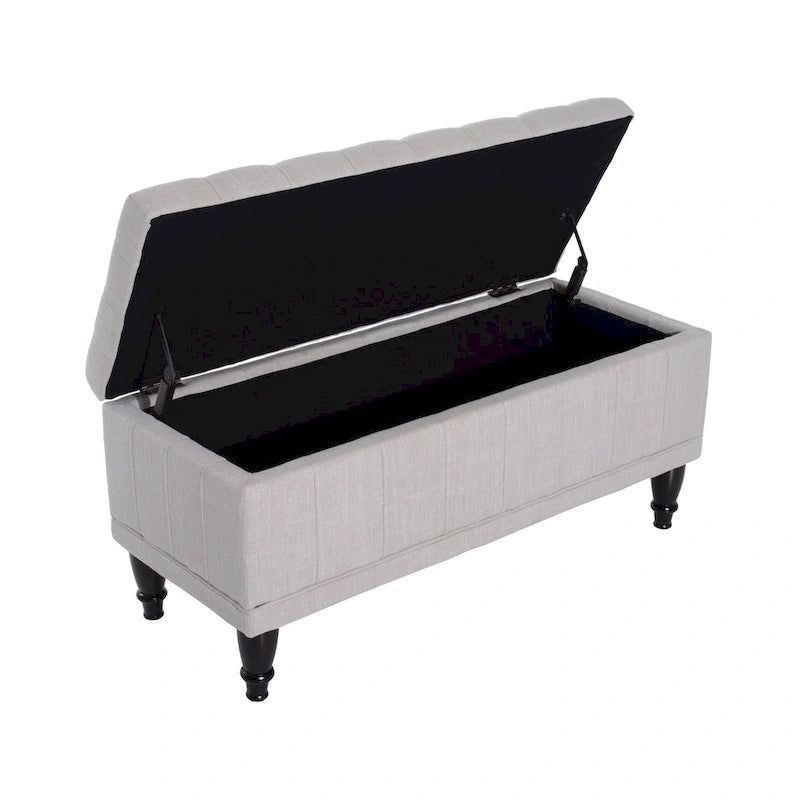 Fabric Tufted Storage Ottoman Bench