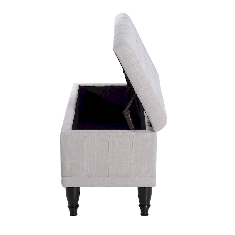 Fabric Tufted Storage Ottoman Bench