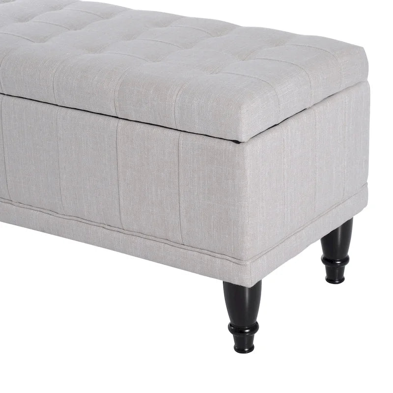 Fabric Tufted Storage Ottoman Bench