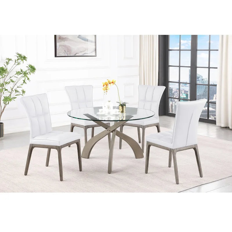 Somette Pogo Round Glass Top Dining Table