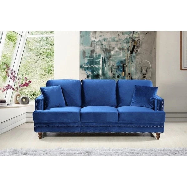 Velvet Upholstered Button-tufted Sofa