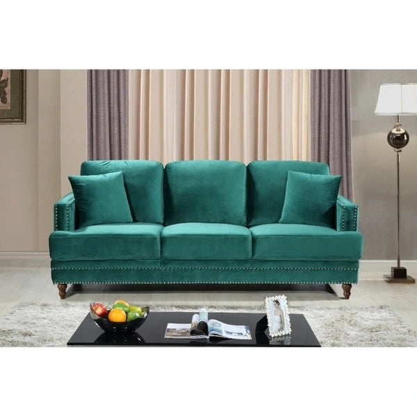 Velvet Upholstered Button-tufted Sofa