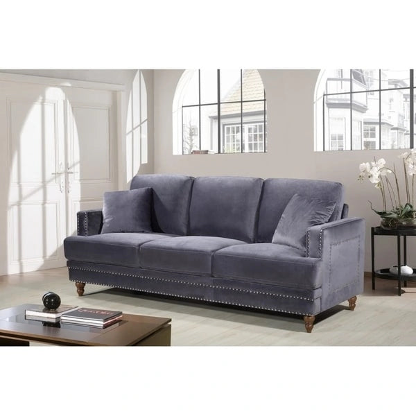 Velvet Upholstered Button-tufted Sofa