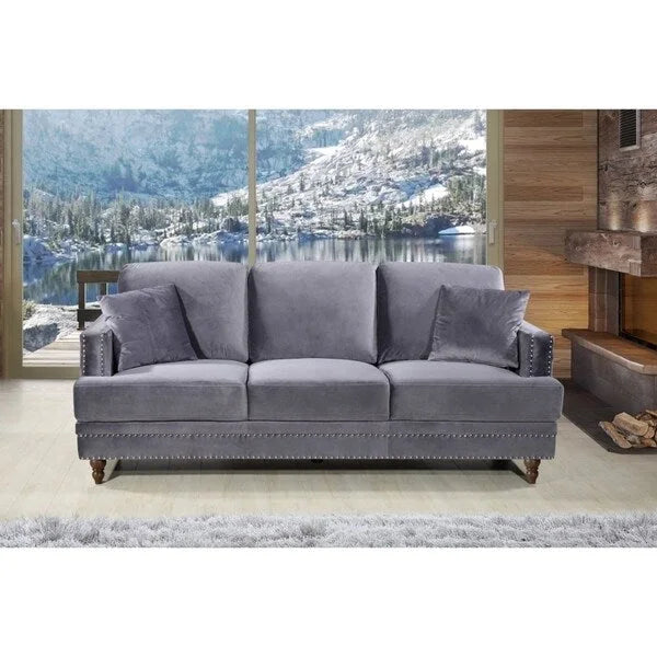 Velvet Upholstered Button-tufted Sofa