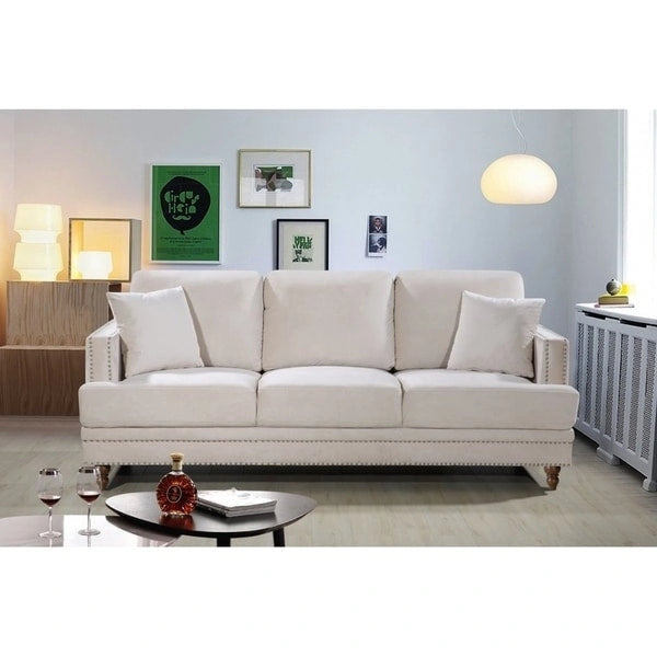 Velvet Upholstered Button-tufted Sofa