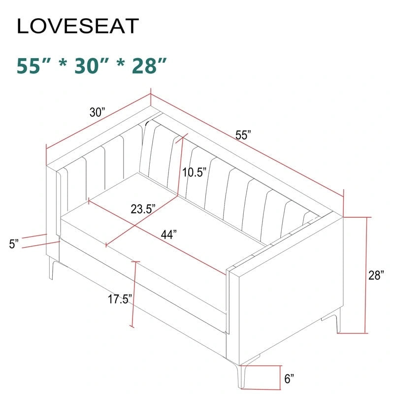 Upholstered Accent Living Room Loveseat