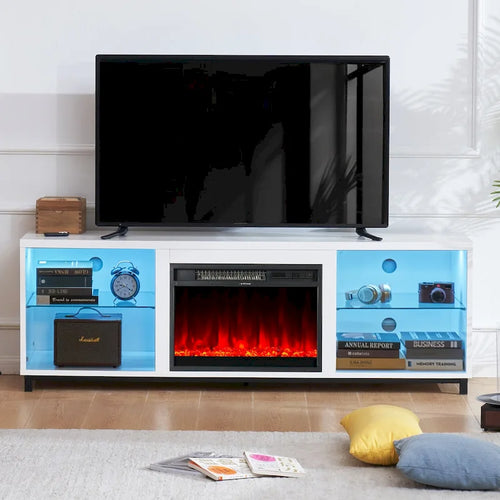 68 Inch Modern Fireplace TV Stand with Electric Fireplace